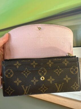 Louis Vuitton Monogram Canvas Wallet with Pink Interior